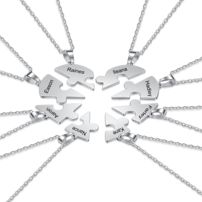 Collares de corazón 8 piezas de rompecabezas 8 nombres personalizados-Jessemade ES