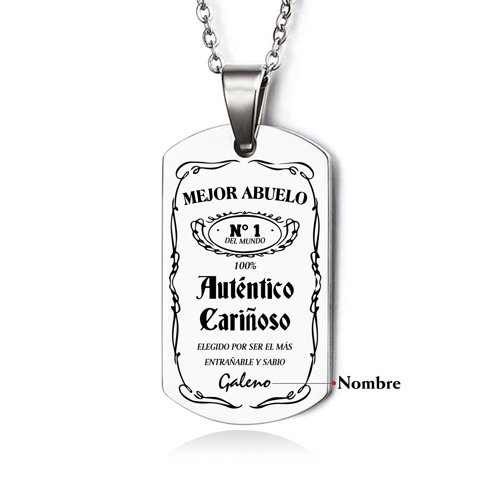 A MI ABUELO-Collar mejor abuelo de placa personalizada con 1 nombre-Jessemade ES