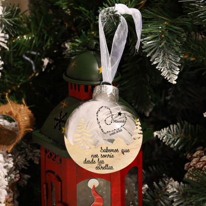 Bola navideña conmemorativa Adorno de Navidad nombre y años personalizados con pluma -Jessemade ES