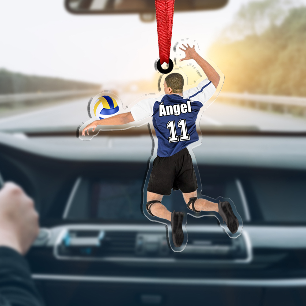 Llavero de acrílico chico/chica con voleibol nombre, número y personaje personalizados