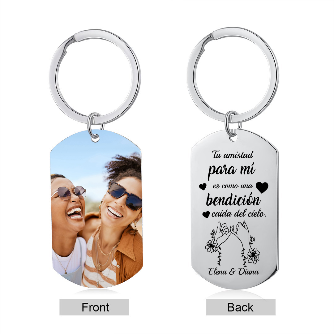 A mi amiga - Llavero con 2 nombres personalizados con foto-Jessemade ES