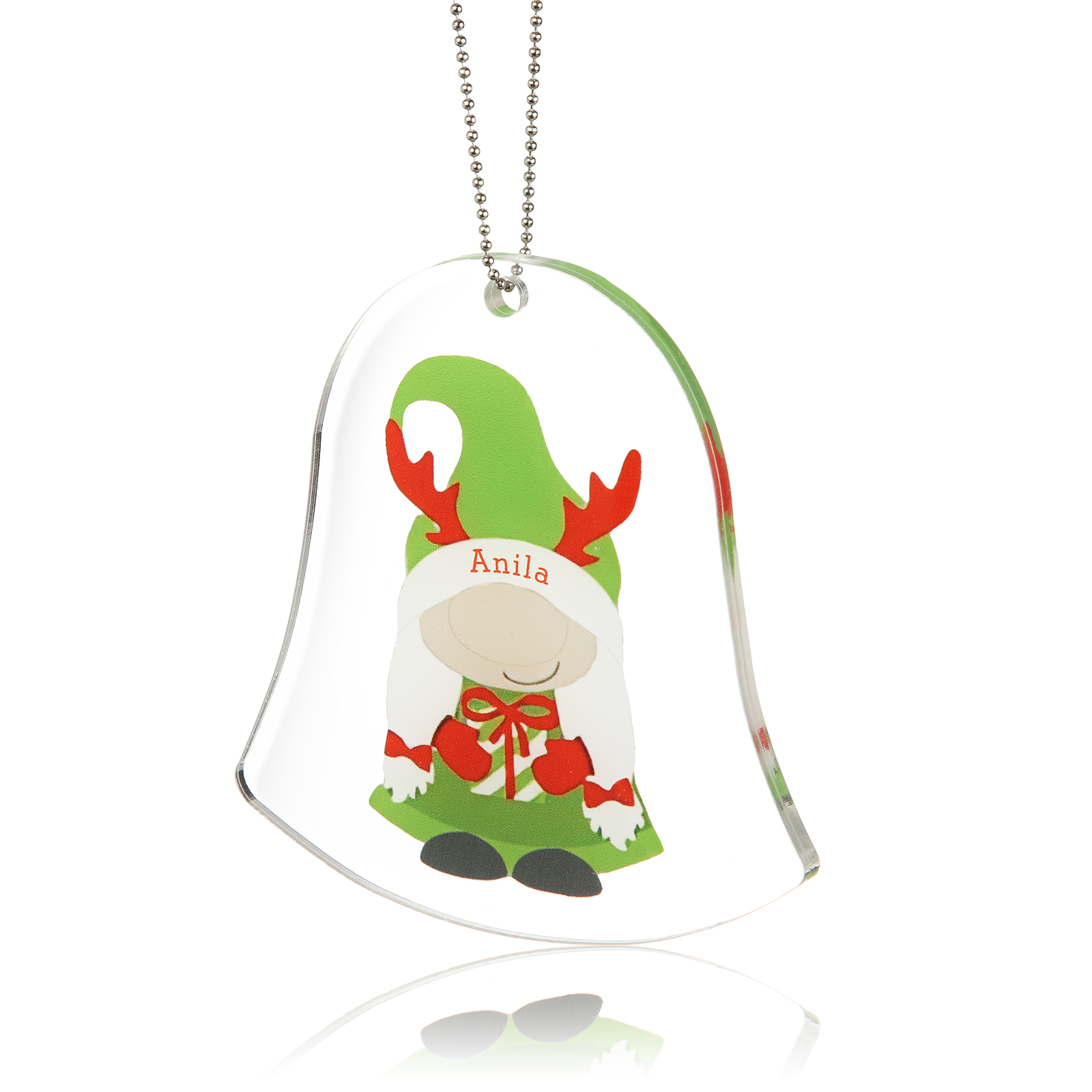 Navidad-Ornamento navideño de acrílico genios en forma de campanilla con 1 nombre personalizado