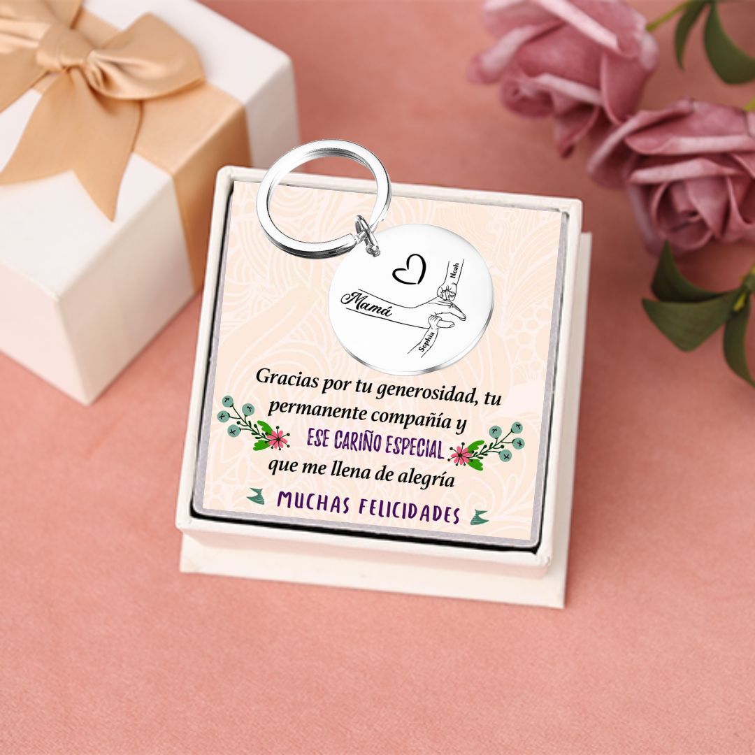 A mi mamá-Llavero 1-6 Nombres Personalizados MANOS COGIDAS-Jessemade ES