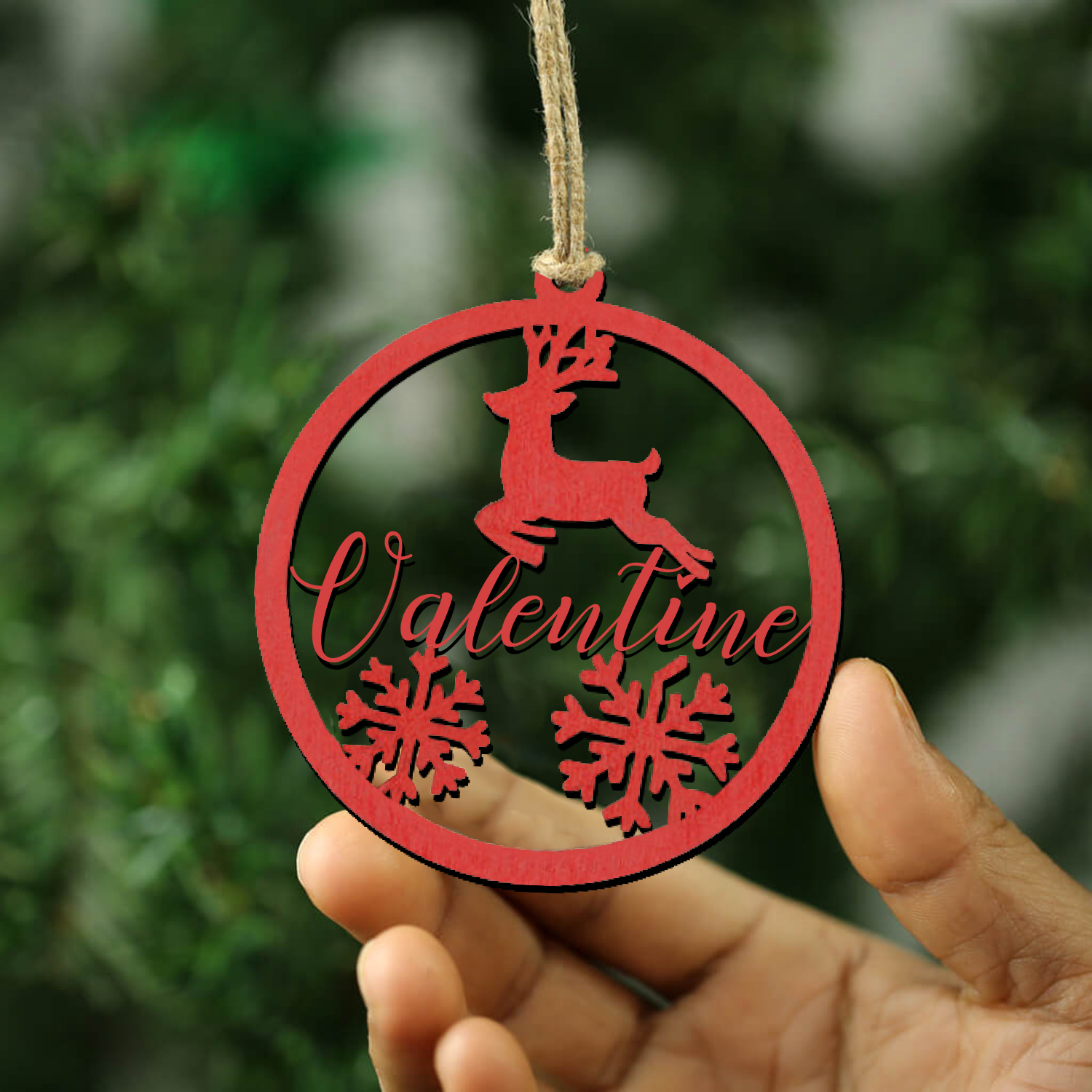Navidad-Ornamento navideño con reno o cascabel con 1 nombre personalizado
