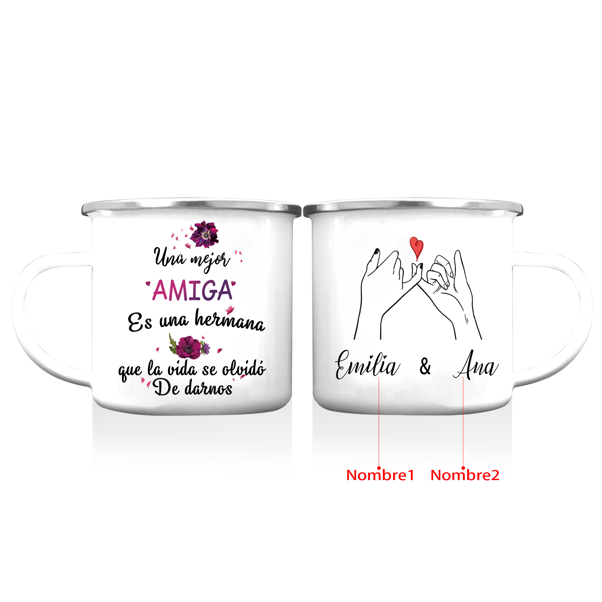 Taza para amigas pinky swear 2 nombres personalizados-Jessemade ES
