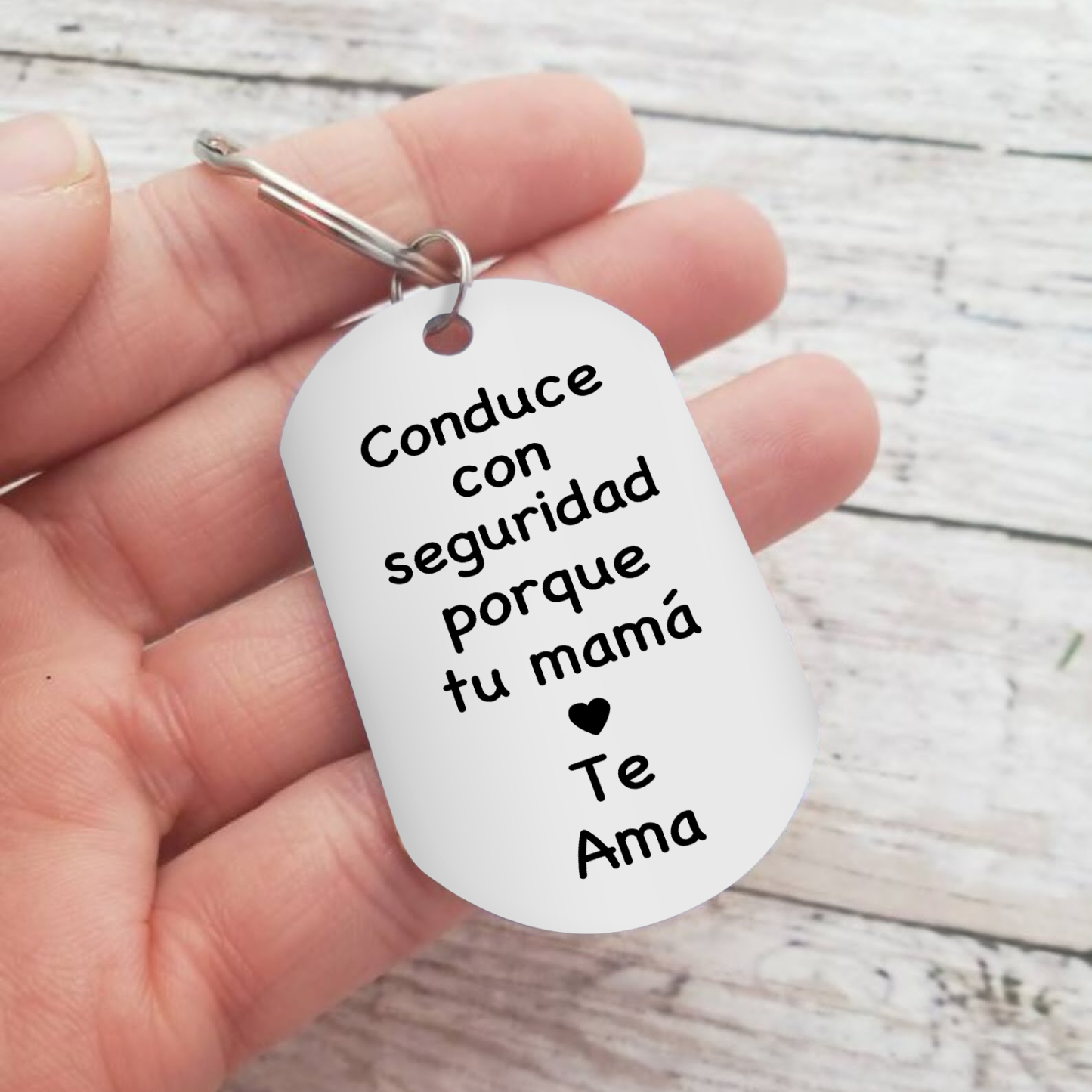 A mi hijo-Llavero de placa "Conduce con seguridad" de padres-Jessemade ES
