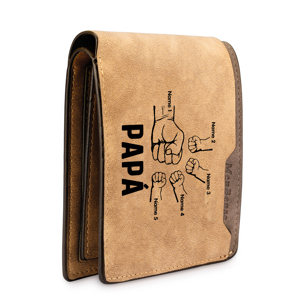 A mi papá-Cartera 2-5 nombres, foto y 3 textos personalizados billetera clásica puño a puño -Jessemade ES