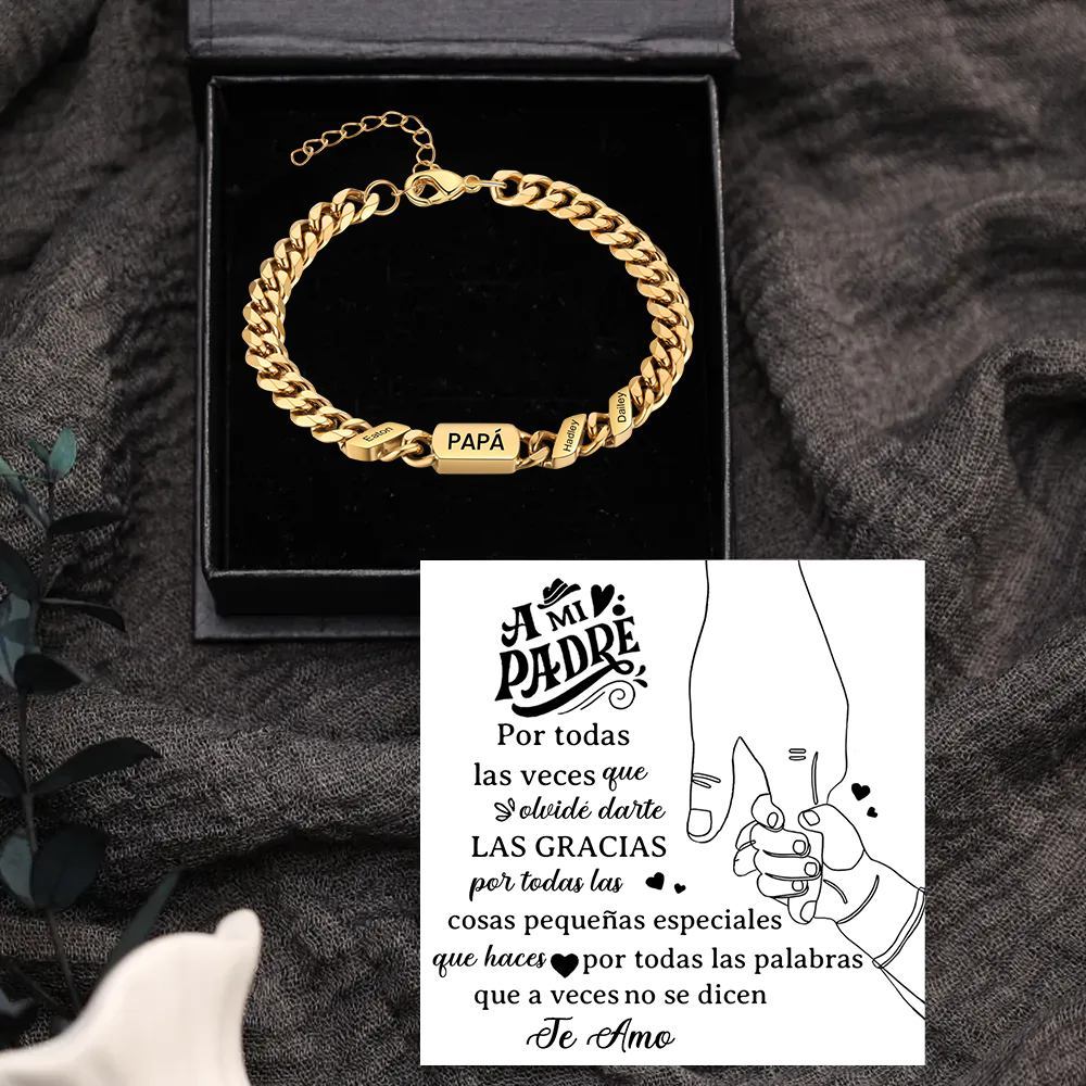 Pulsera de cadena con 1-6 nombres y texto pulsera personalizada para hombre | Jessemade