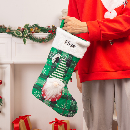 Adornos de medias navideñas de muñecos genios Bolsa de regalo 1 Nombre personalizado-Jessemade ES