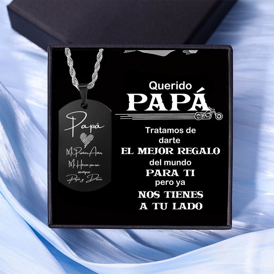 A MI PAPÁ-Collar de placa personalizada con texto y foto-Jessemade ES