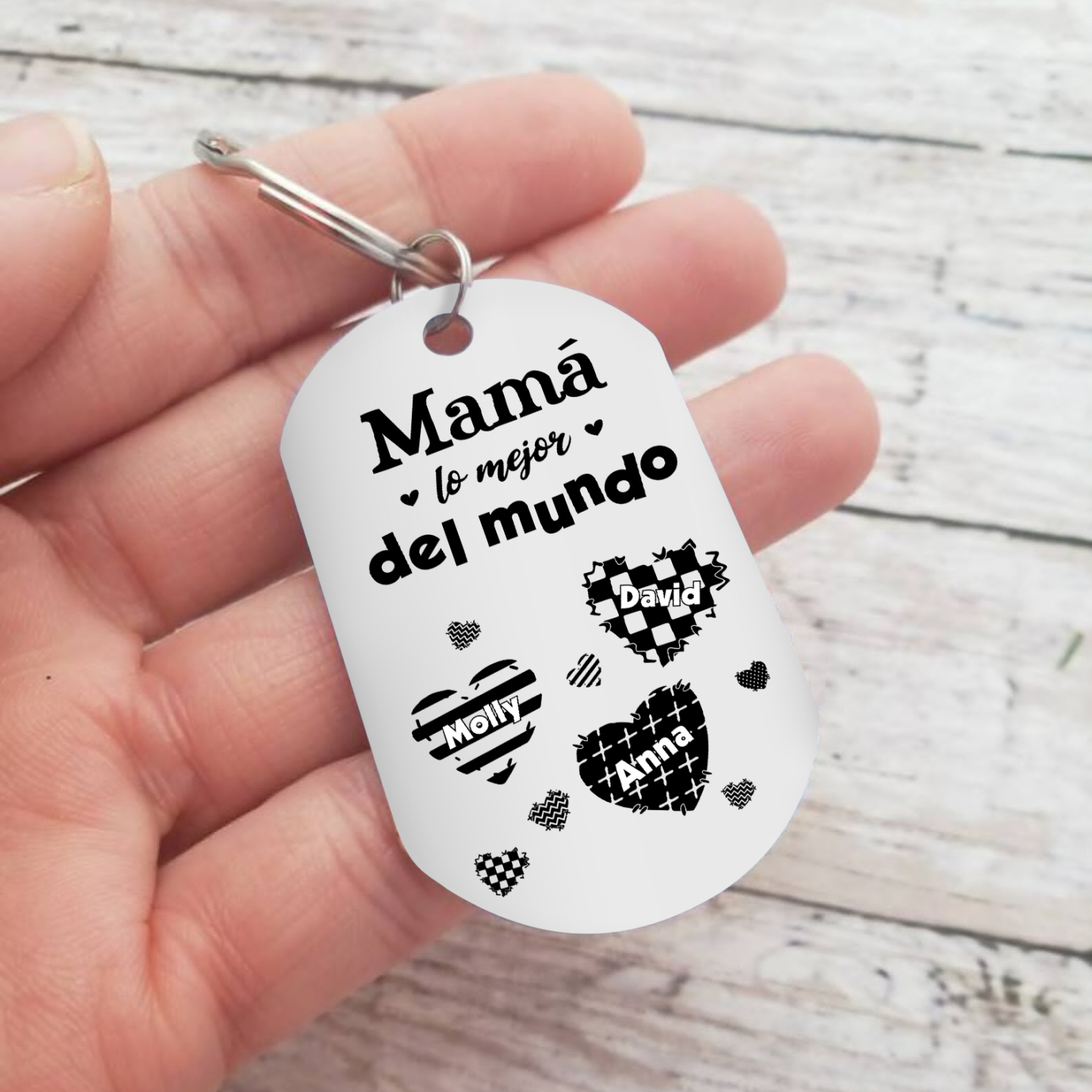 A mi mamá-Llavero 1-6 Nombres Personalizados CORAZONES-Jessemade ES