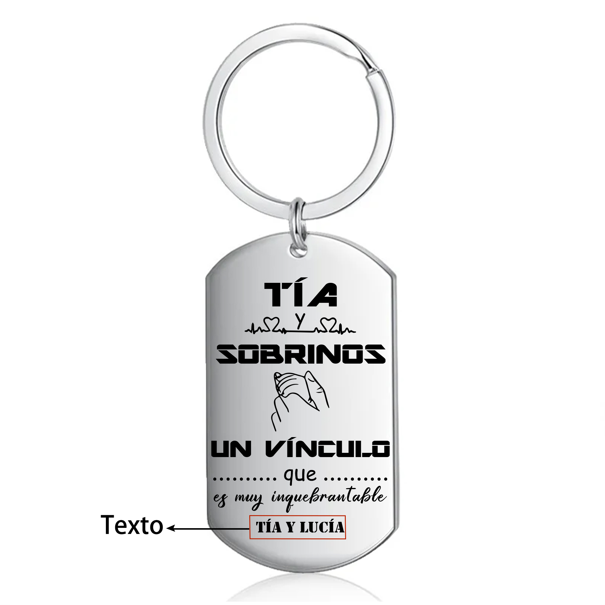 A mi tía - Llavero TÍA y SOBRINOS UN VÍNCULO INQUEBRANTABLE 1 texto personalizado-Jessemade ES