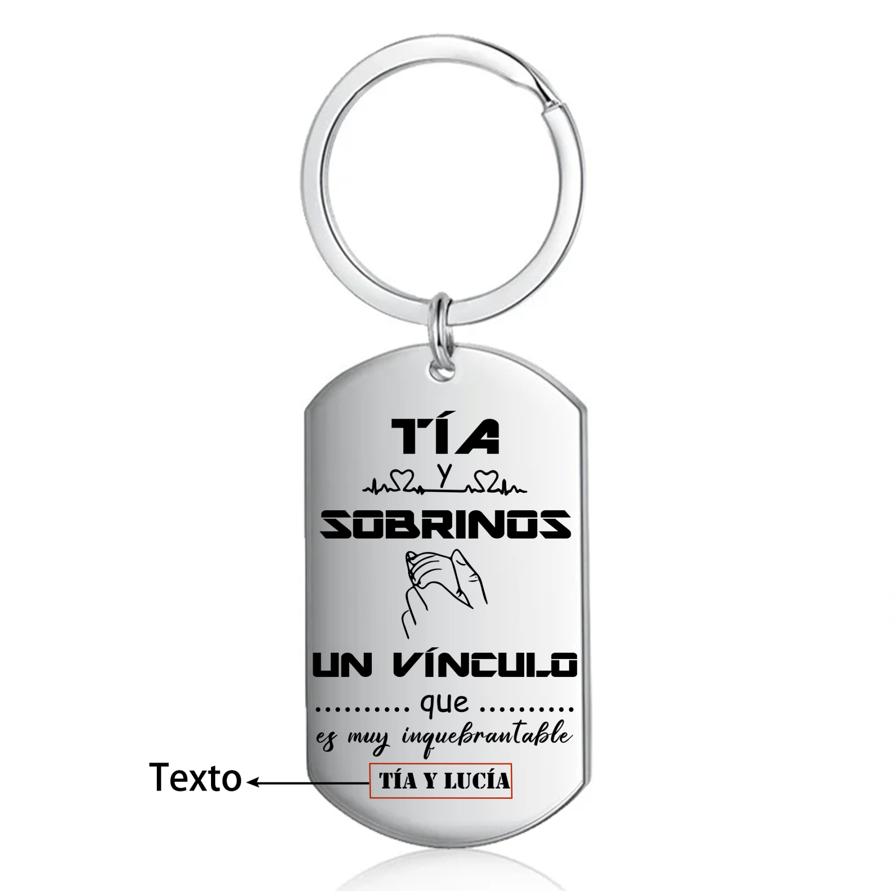 A mi tía - Llavero TÍA y SOBRINOS UN VÍNCULO INQUEBRANTABLE 1 texto personalizado-Jessemade ES