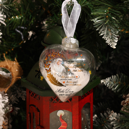 Bola navideña conmemorativa Adorno de Navidad 1 nombre, 1 foto y años personalizados con pluma -Jessemade ES