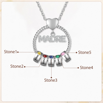 Navidad-Collar con colgante de "MADRE" con 5 nombres y 5 piedras de nacimiento personalizados | Jessemade
