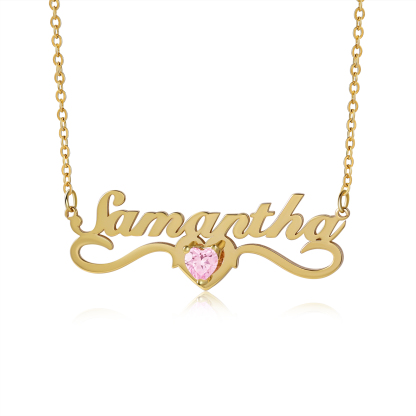 Collar con 1 nombre y 1 piedra de nacimiento personalizados-Jessemade ES