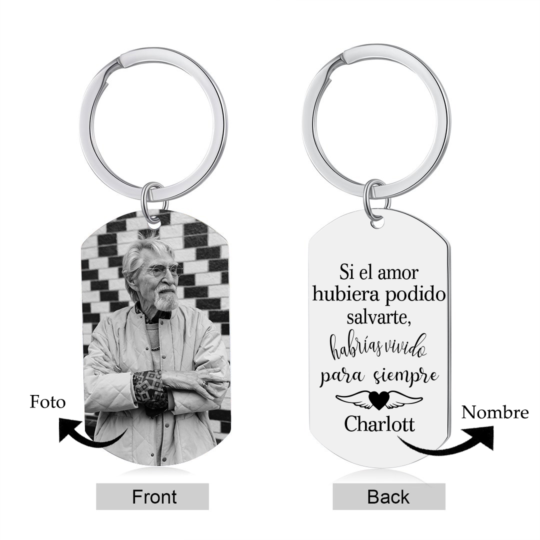 Llavero conmemorativo a un ser querido personalizado con foto y nombre-Jessemade ES
