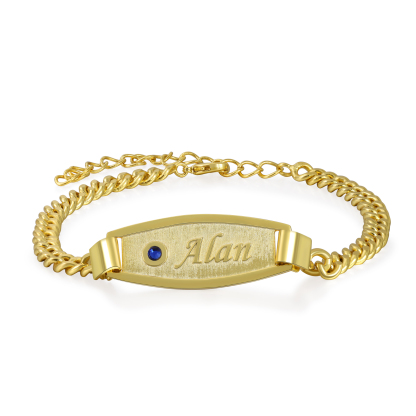 Pulseras de cadena para pareja con placa 2 nombres y 2 piedras personalizados-Jessemade ES