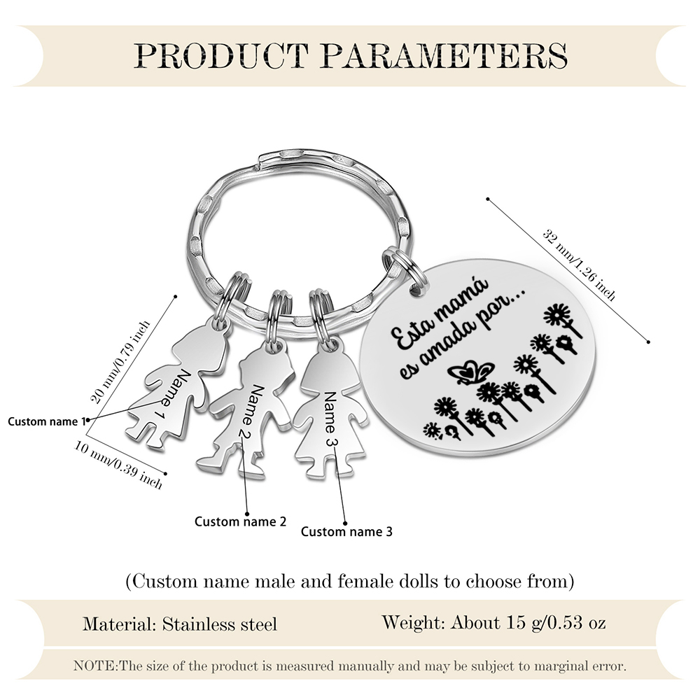 A mi mamá - Llavero con 3 nombres personalizados en "niños"-Jessemade ES