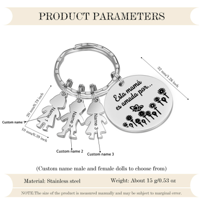 A mi mamá - Llavero con 3 nombres personalizados en "niños"-Jessemade ES