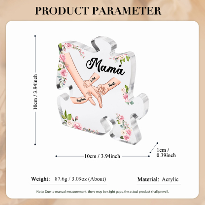 A mi mamá/abuela-Placa de acrílico en forma de corazón mano a mano con 1 texto y 3 nombres personalizados | Jessemade