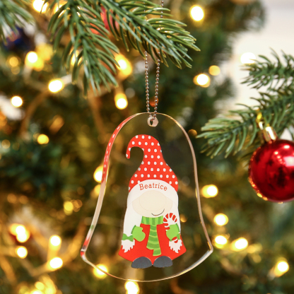 Navidad-Ornamento navideño de acrílico genios en forma de campanilla con 1 nombre personalizado