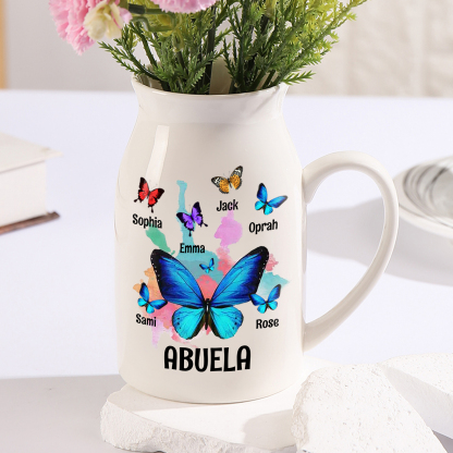 Florero de cerámica mariposas 2-8 nombres personalizados con texto decoración del hogar-Jessemade ES
