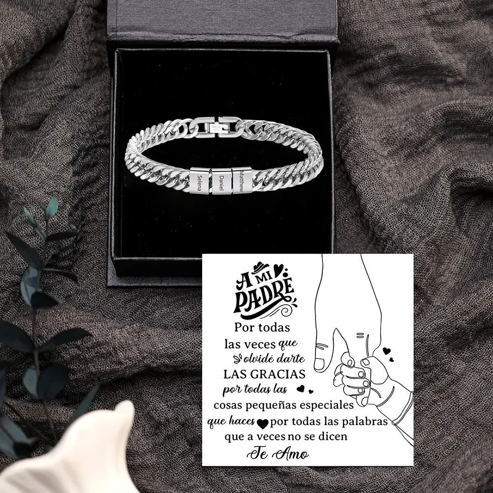 Pulsera personalizada con 2-6 nombres para hombre con grabado personalizado - regalo para padre abuelo | Jessemade
