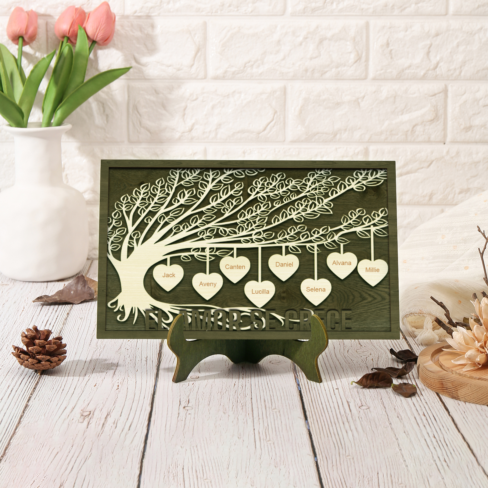 A mi mamá/abuela-Adorno 2-8 nombres personalizados decoración de madera árbol de la vida-Jessemade ES