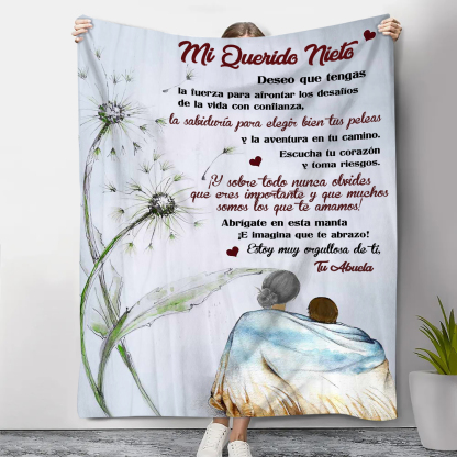 A mi nieto-Manta de buen calidad con frase amoroso de abuela a nieto-Jessemade ES