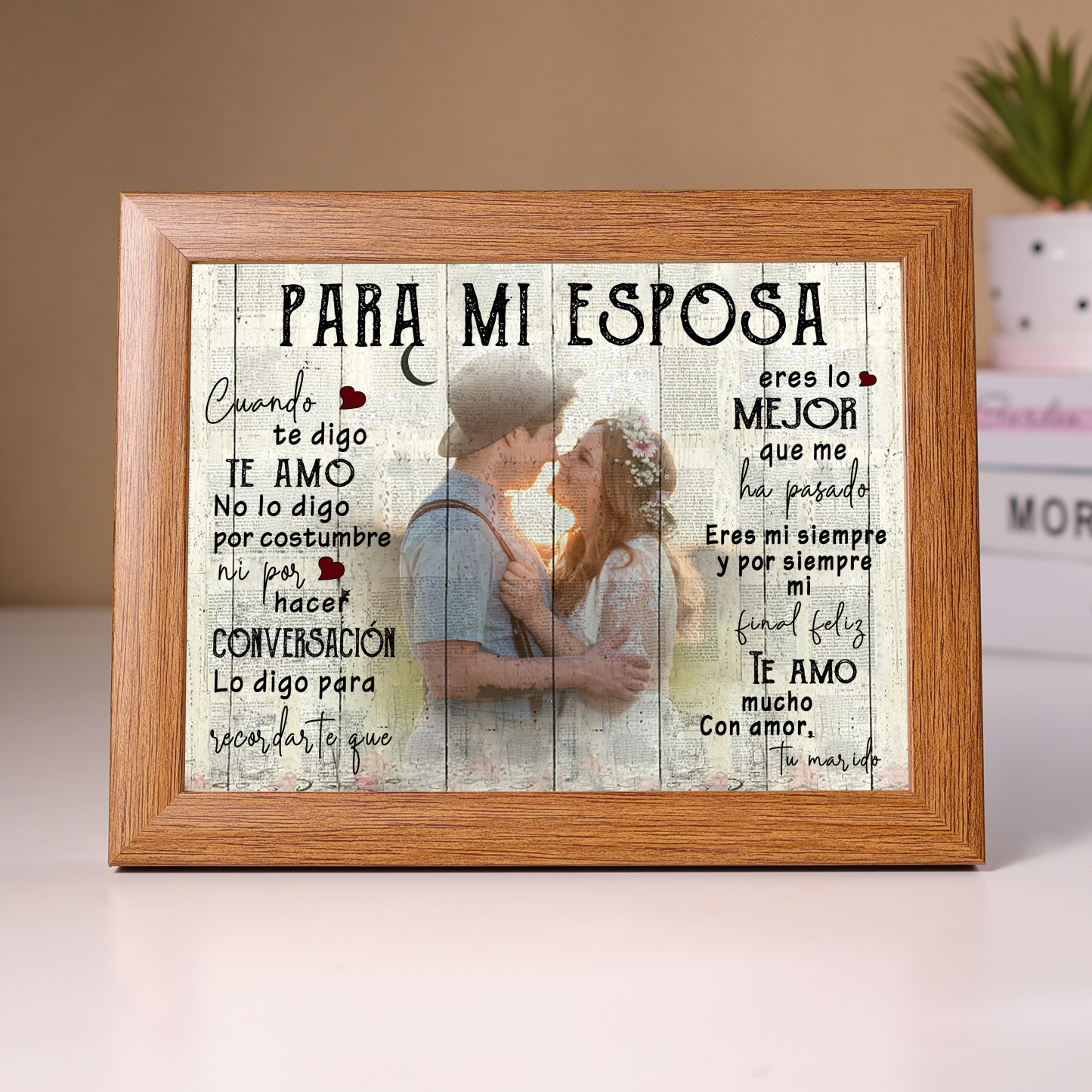 Para mi esposa-Marco de madera de 1 foto personalizada-Jessemade ES