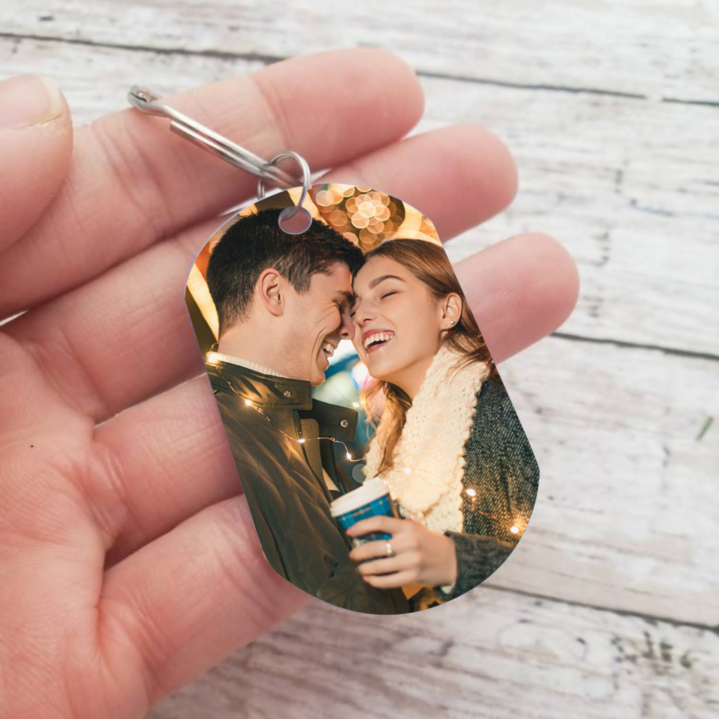 Llavero dedos cogidos personalizado con 2 nombres, texto, año y 1 foto para pareja-Jessemade ES