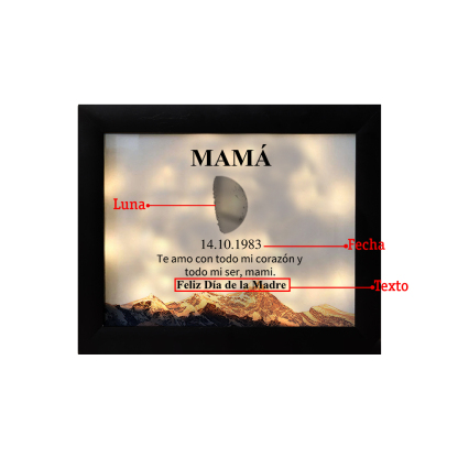A mi mamá-Marco de luna del día que nació personalizado con fecha y texto con lámpara-Jessemade ES