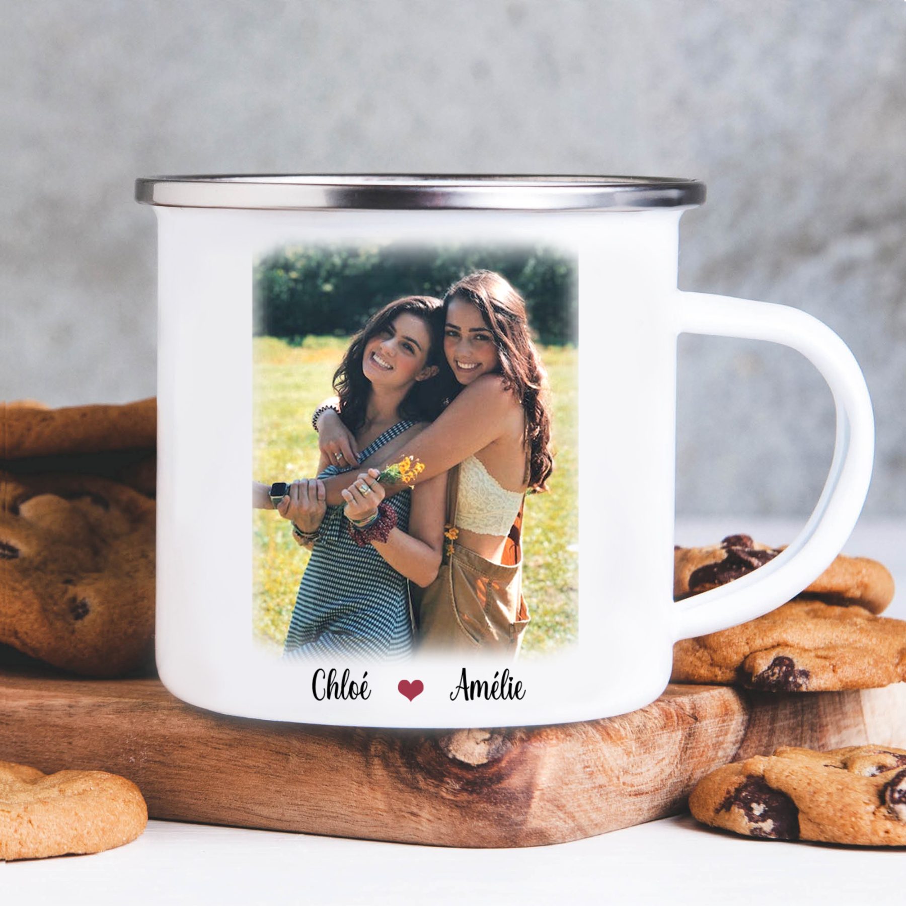 Taza para amigas pinky swear 2 nombres y foto personalizados-Jessemade ES