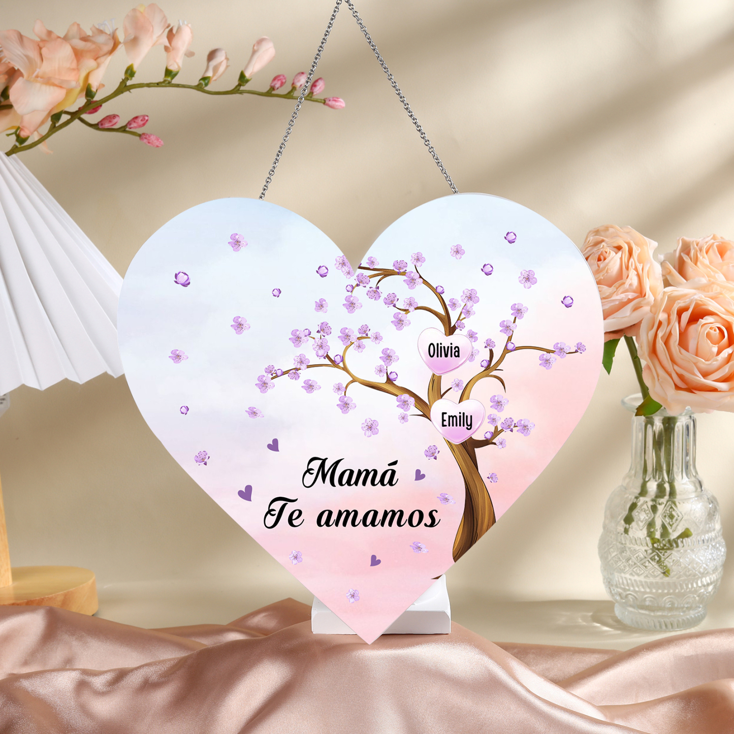 A mi mamá/abuela-Lámpara Colgante Personalizada con 2-8 Nombres y Texto "árbol" 3D Ilusión Luz de Noche-Jessemade ES