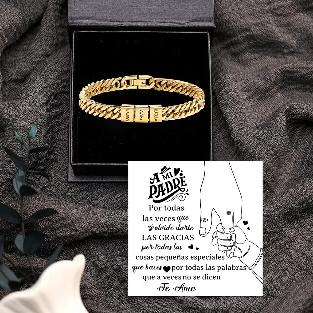 Pulsera personalizada con 2-6 nombres para hombre con grabado personalizado - regalo para padre abuelo | Jessemade