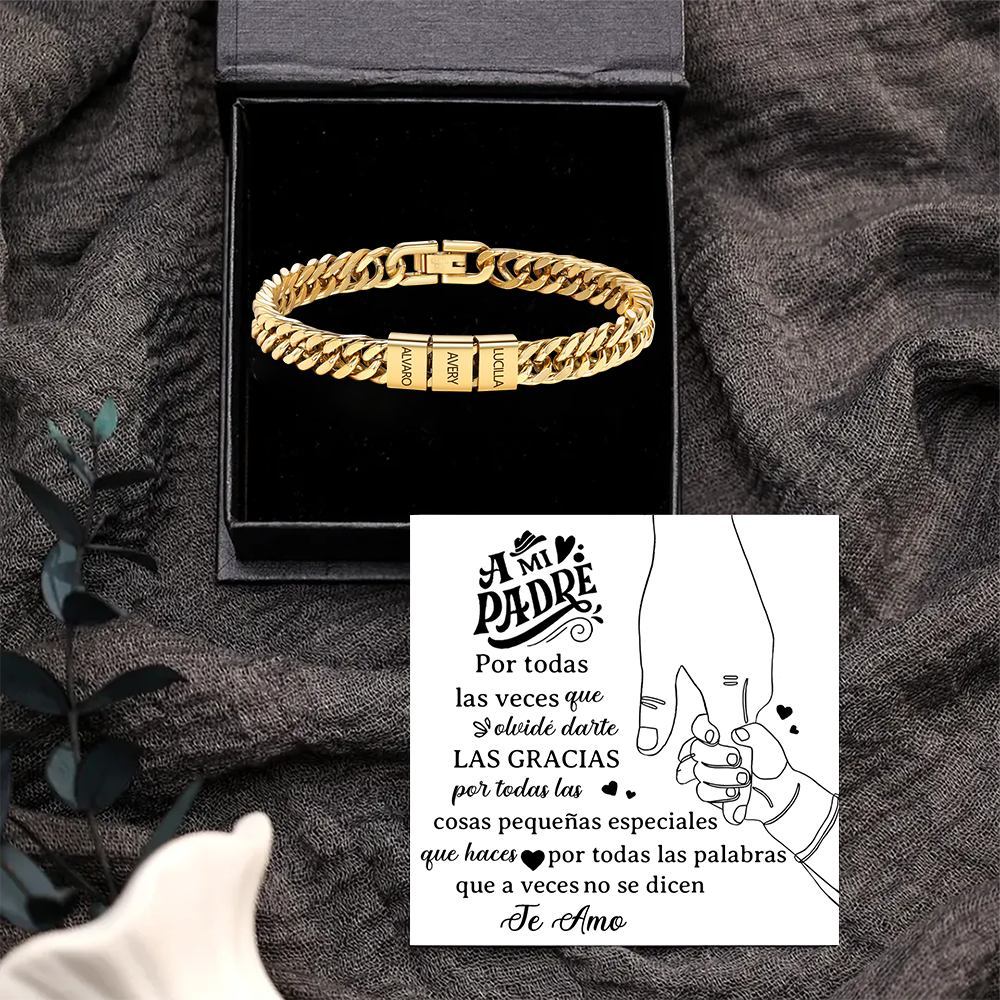 Pulsera personalizada con 2-6 nombres para hombre con grabado personalizado - regalo para padre abuelo | Jessemade