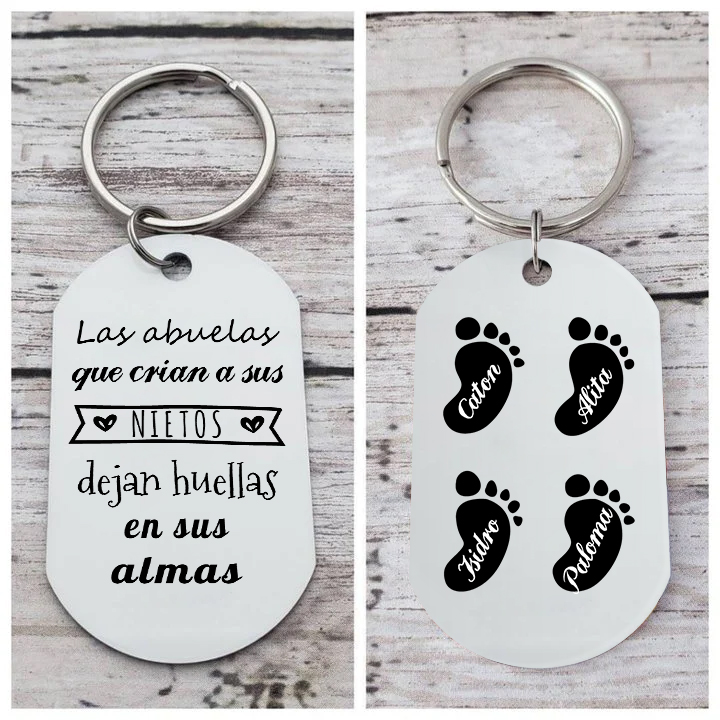 A mi abuela - Llavero 1-5 Nombres Personalizado LAS ABUELAS DEJAN HUELLAS EN NIETOS-Jessemade ES