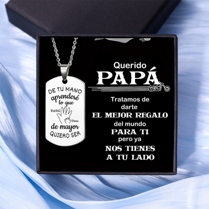 A MI PAPÁ-Collar "mano y manito" de placa personalizada con 2 nombres y foto-Jessemade ES