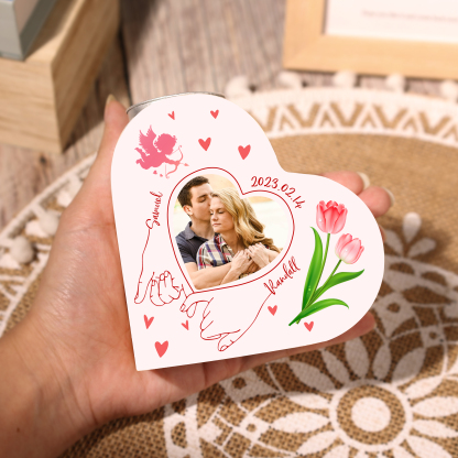 Candelero de madera para pareja con foto sin vela personalizado con nombres y fecha-Jessemade ES