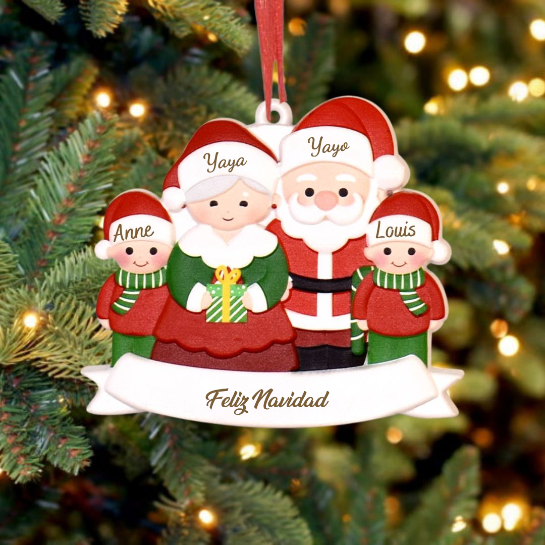 Navidad-Ornamentos muñecos navideños 4 nombres personalizados con texto adorno de árbol