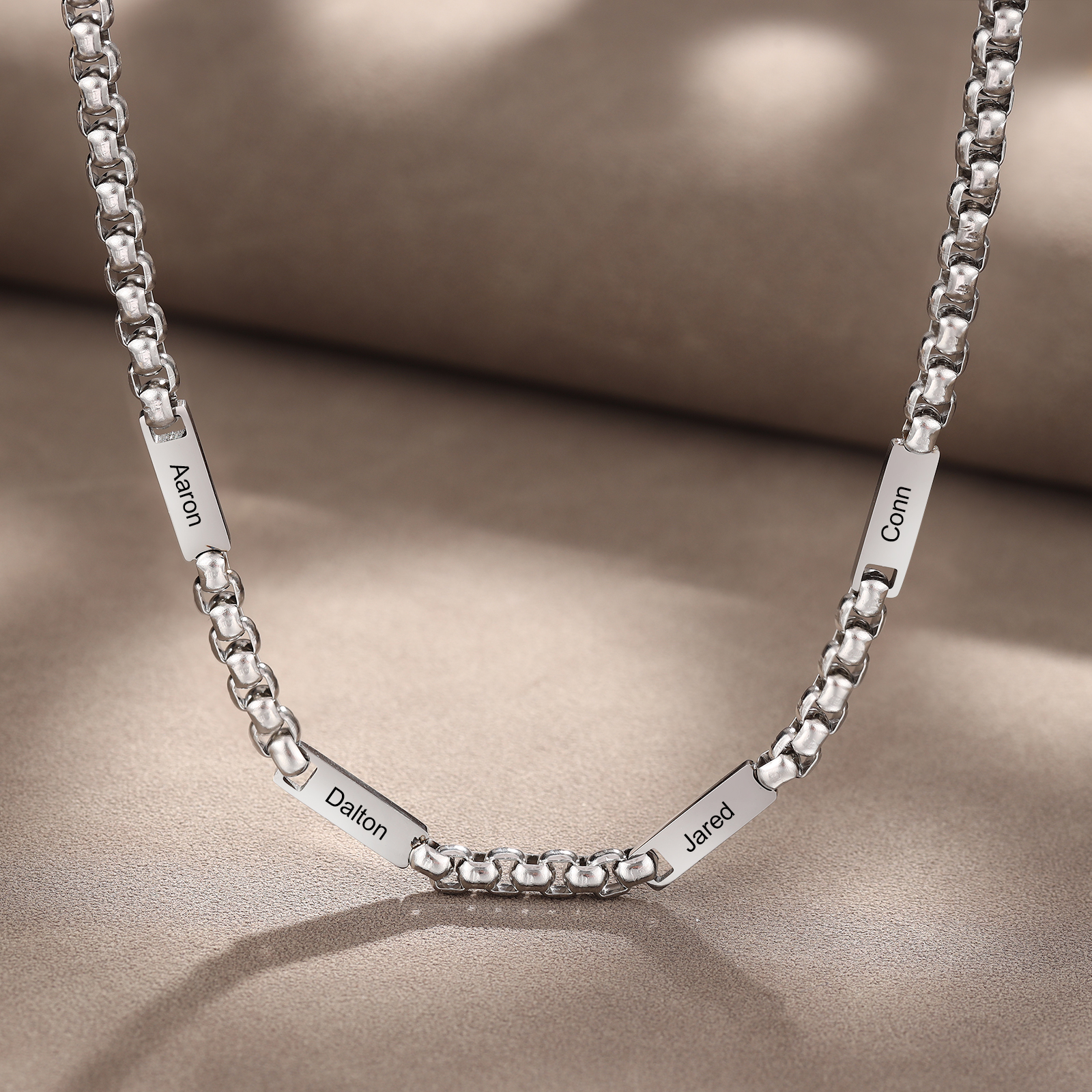 Collar de cadena personalizado con 1-5 nombres para hombre