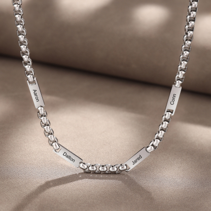 Collar de cadena personalizado con 1-5 nombres para hombre
