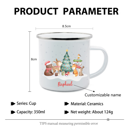 Navidad-Taza fiesta de animales para niños con 1 nombre personalizado-Jessemade ES