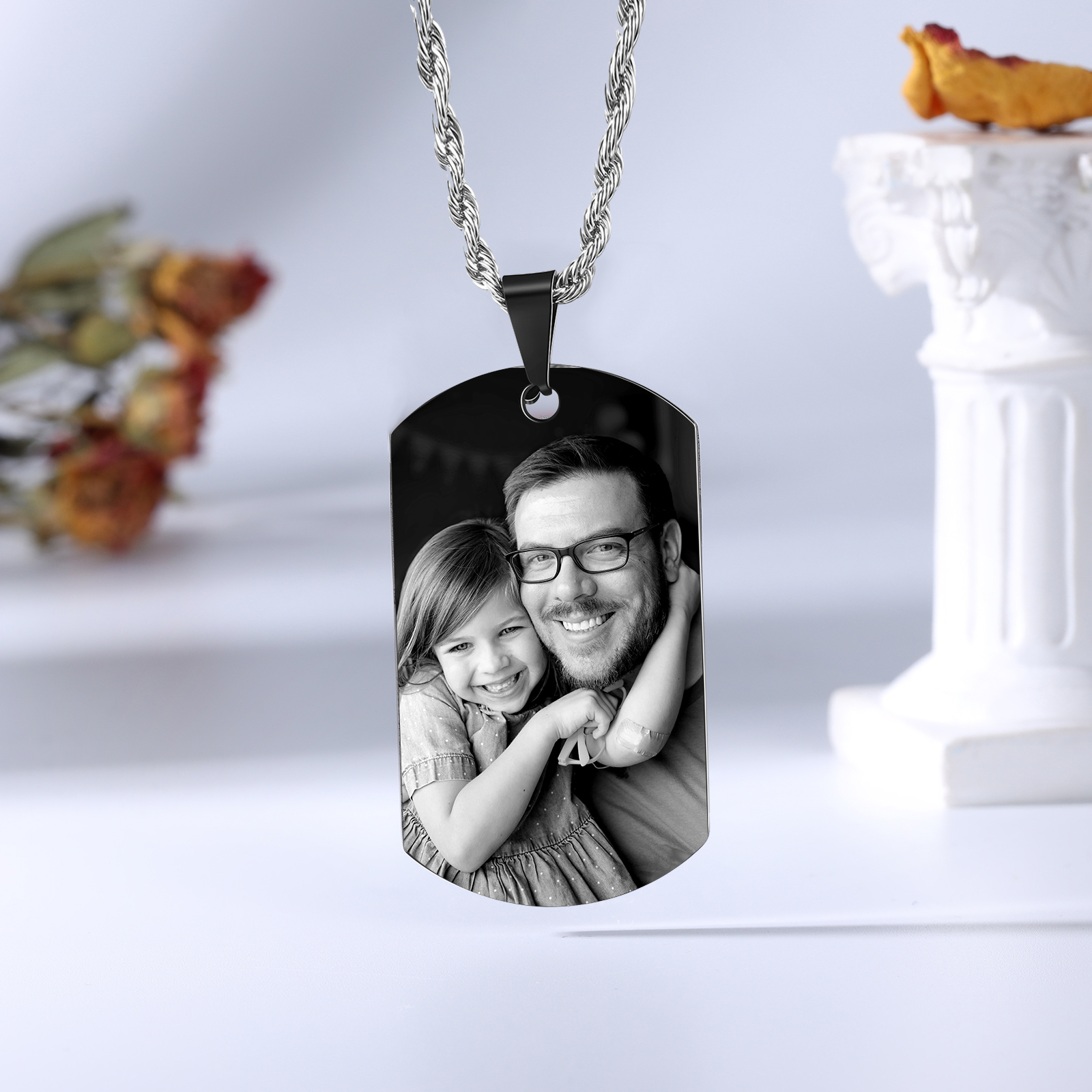 A MI PAPÁ-Collar de placa personalizada con texto y foto-Jessemade ES
