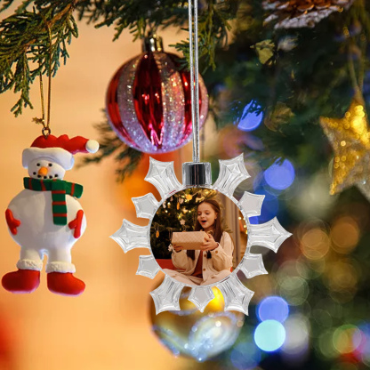 Navidad-Ornamento navideño copo de nieve con 1 foto personalizada adorno del árbol