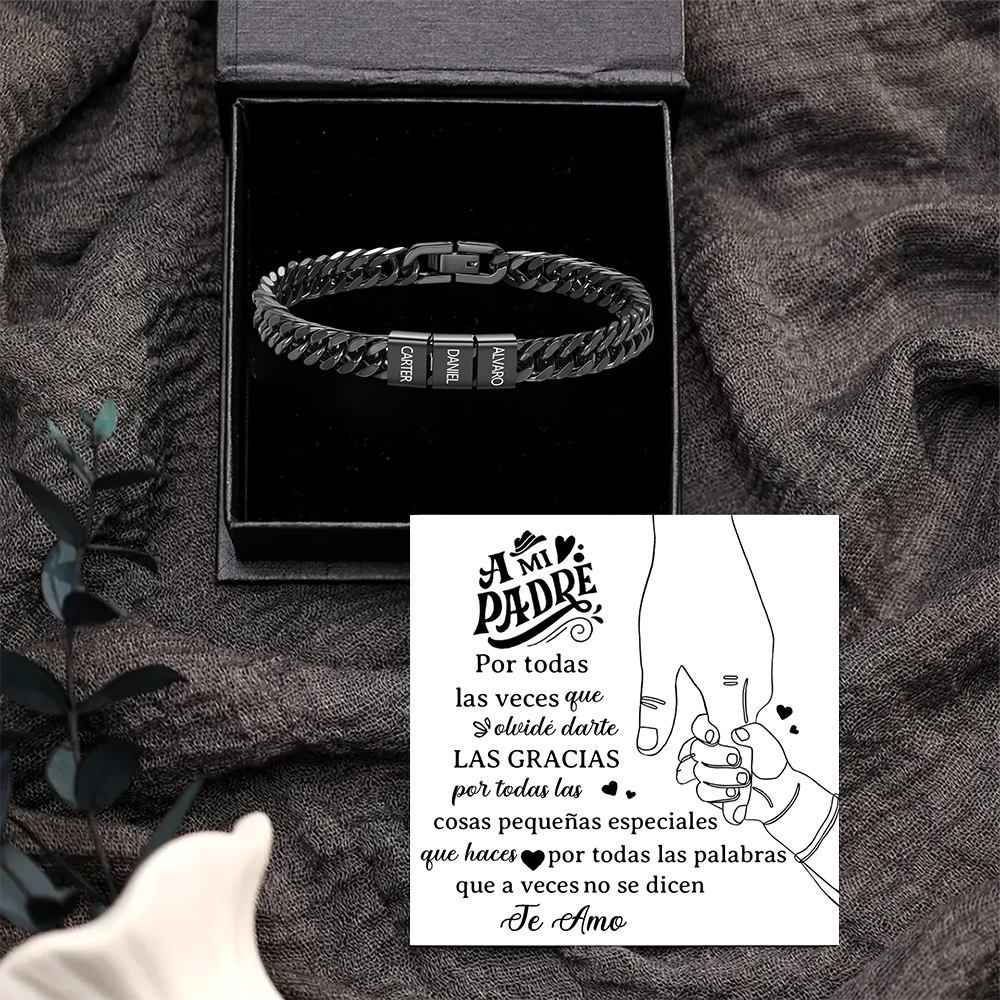 Pulsera personalizada con 2-6 nombres para hombre con grabado personalizado - regalo para padre abuelo | Jessemade