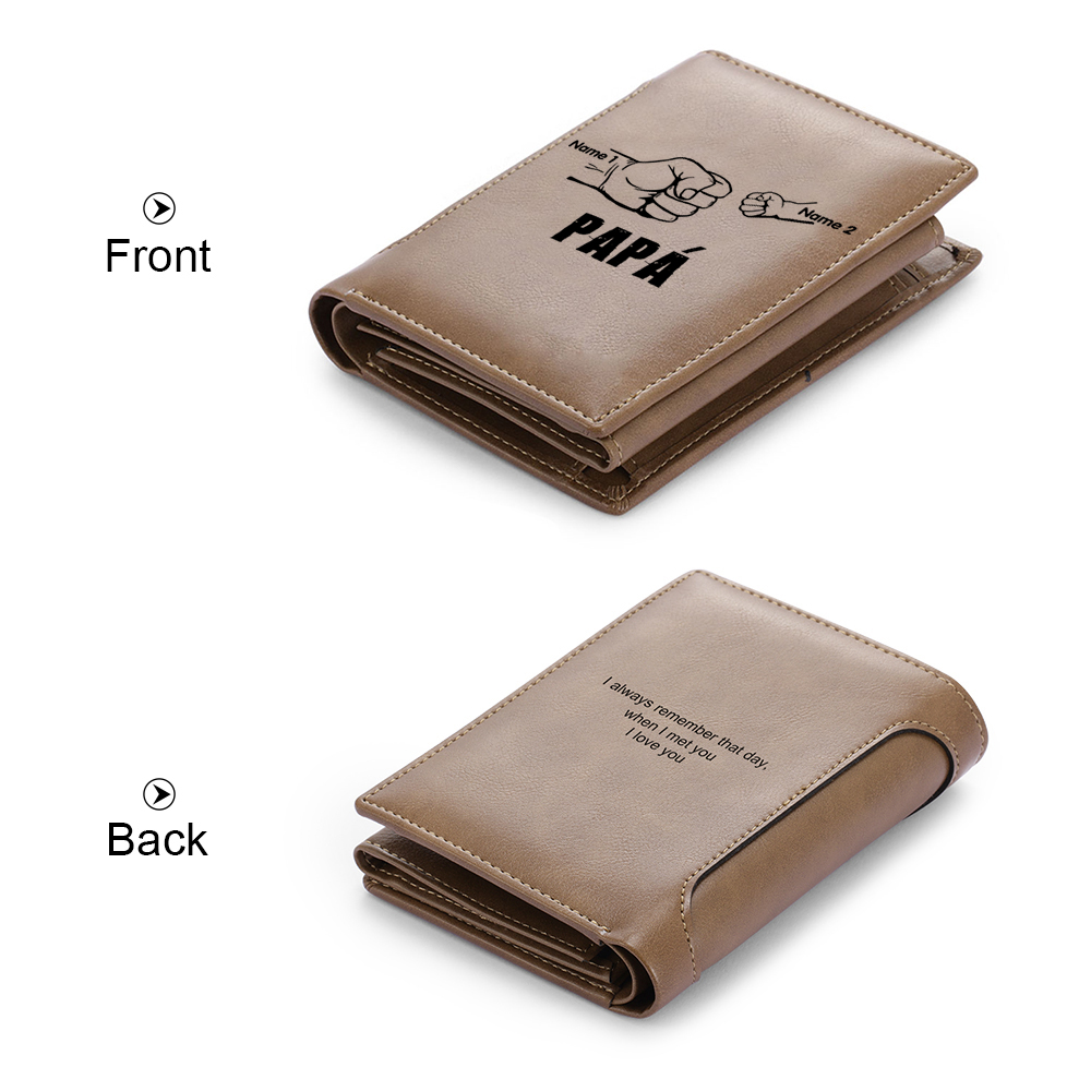 A mi papá-Cartera 2-5 nombres y texto personalizados billetera clásica puño a puño -Jessemade ES