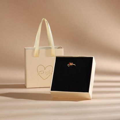 Anillo de zirconias personalizado con 2 piedras de nacimiento anillo familia-Jessemade ES