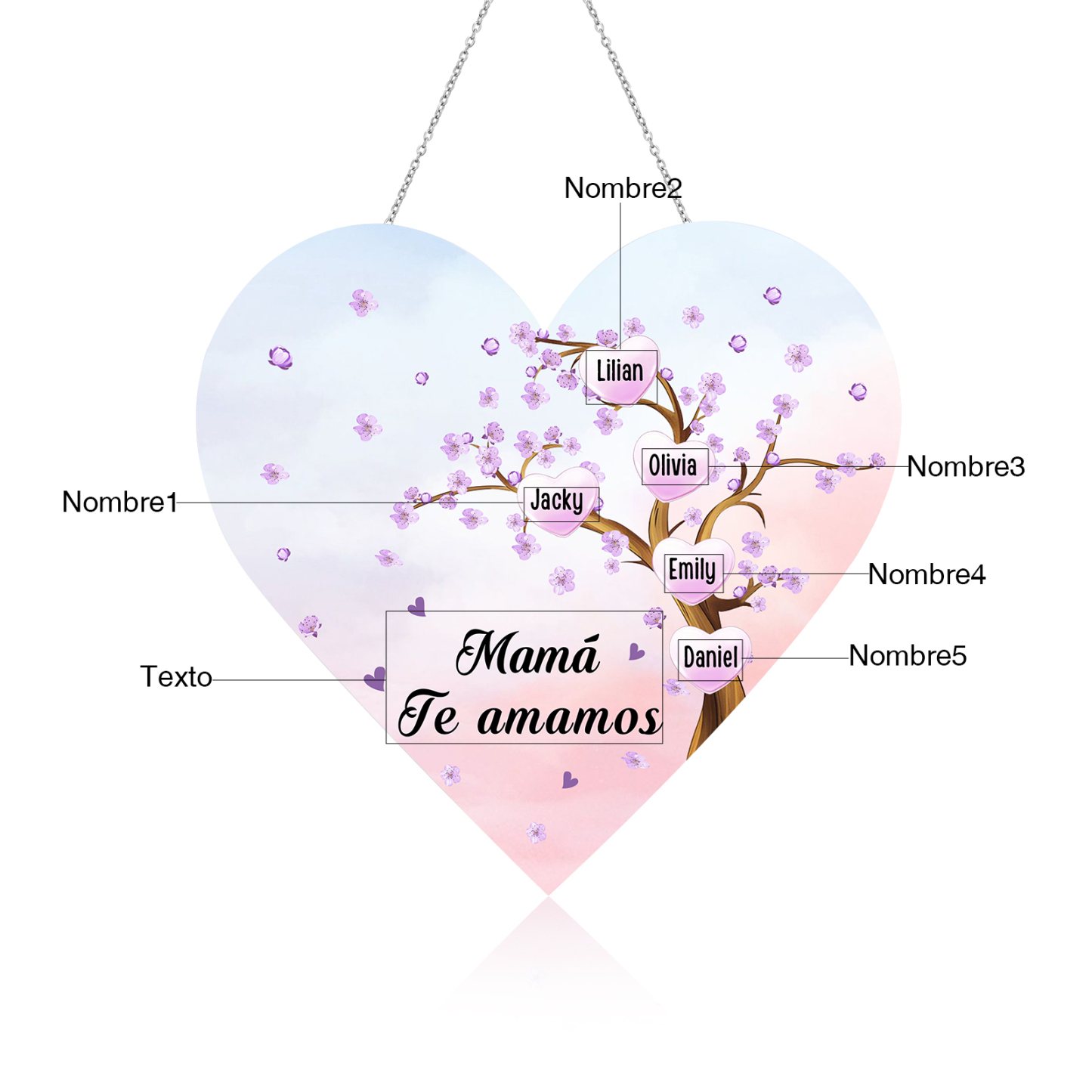 A mi mamá/abuela-Lámpara Colgante Personalizada con 2-8 Nombres y Texto "árbol" 3D Ilusión Luz de Noche-Jessemade ES
